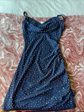 Windsor Navy Blue Mini Dress with Silver Studs